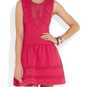 Maje Acrobat Women's Sleeveless  Drop Waist Dress Red Size‎ 1 Hot Pink Stretch